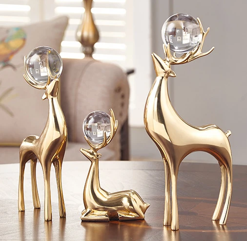 Высококачественные твердые латунные украшения в виде оленя, ТВ-шкаф, винный шкаф, гостиная, домашние украшения