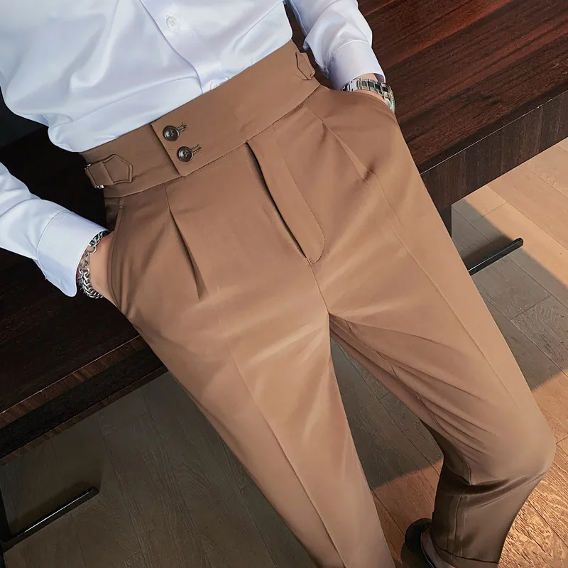 New slim fit Naples solid color Korean style fashionable straight leg pants for men