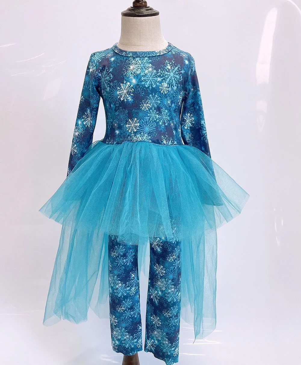 Factory High Quality Cute Christmas Print Long Sleeve Girls Clothing Tutu Set Toddler Baby Girls Christmas Outfit