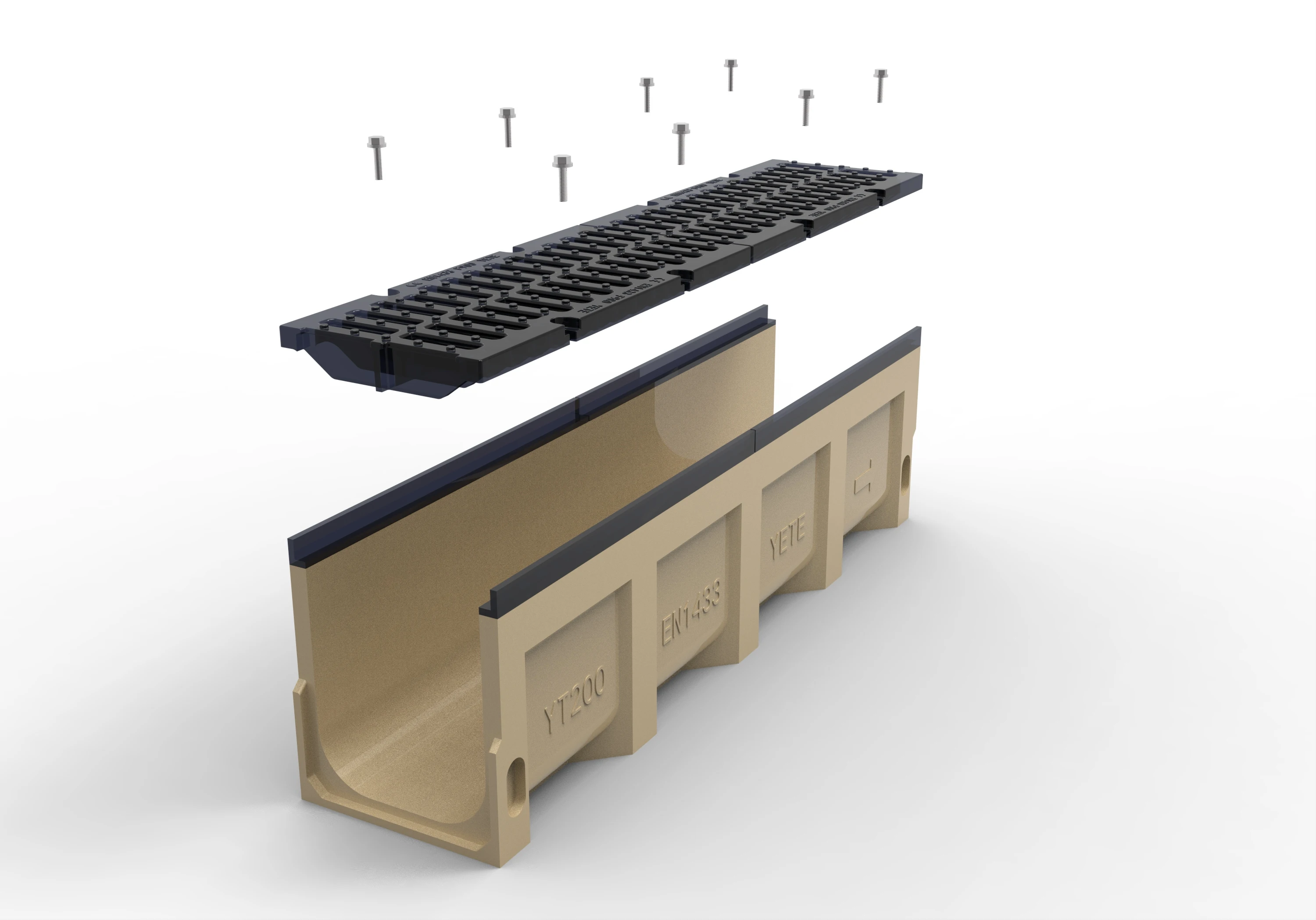 Resin concrete gutter downspout drainage channel drain grate cover