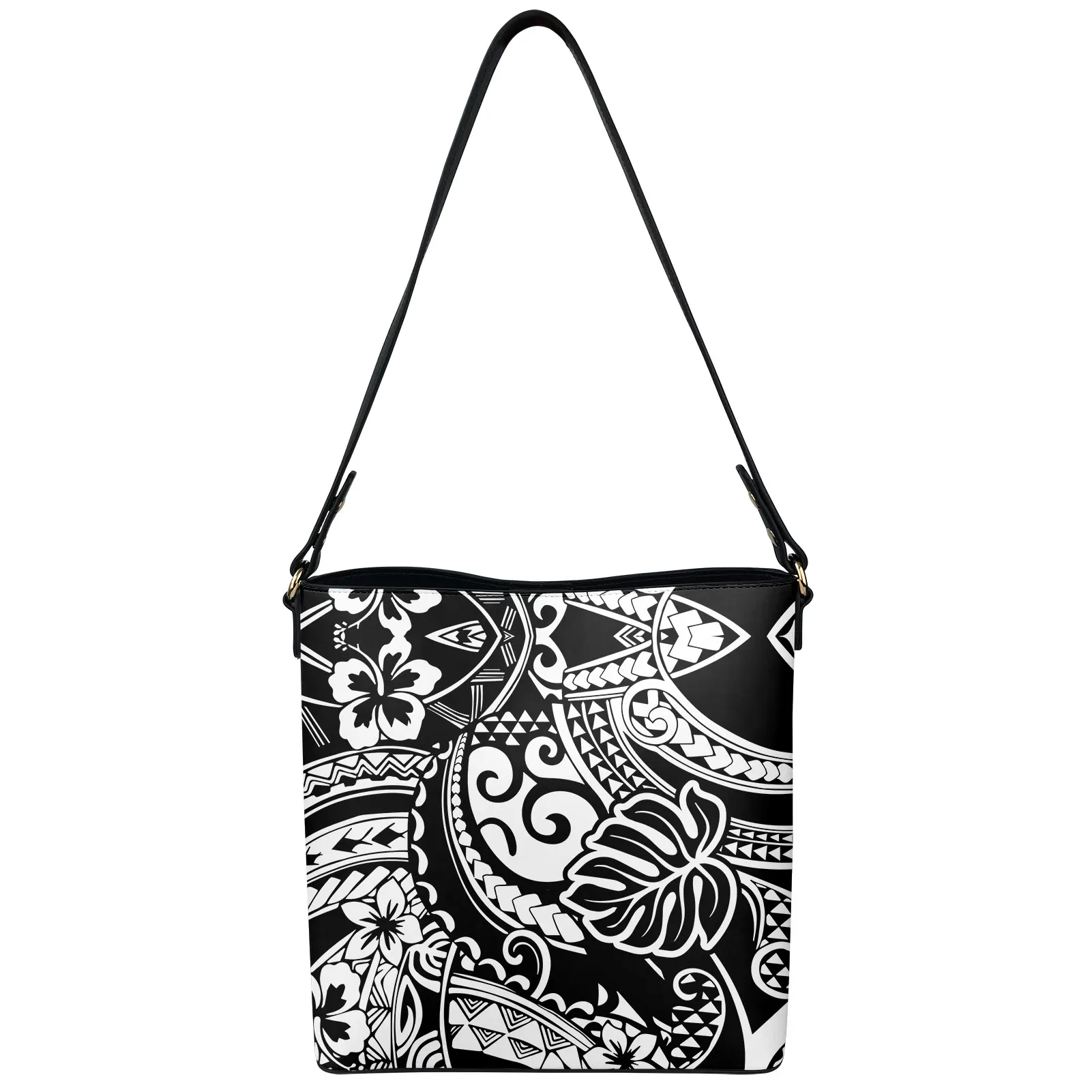 
OEM Women Leave Floral Pattern Print Style Crossbody Bag Women Shoulder Adjustable Small Bucket Crossbag Messenger Bag 