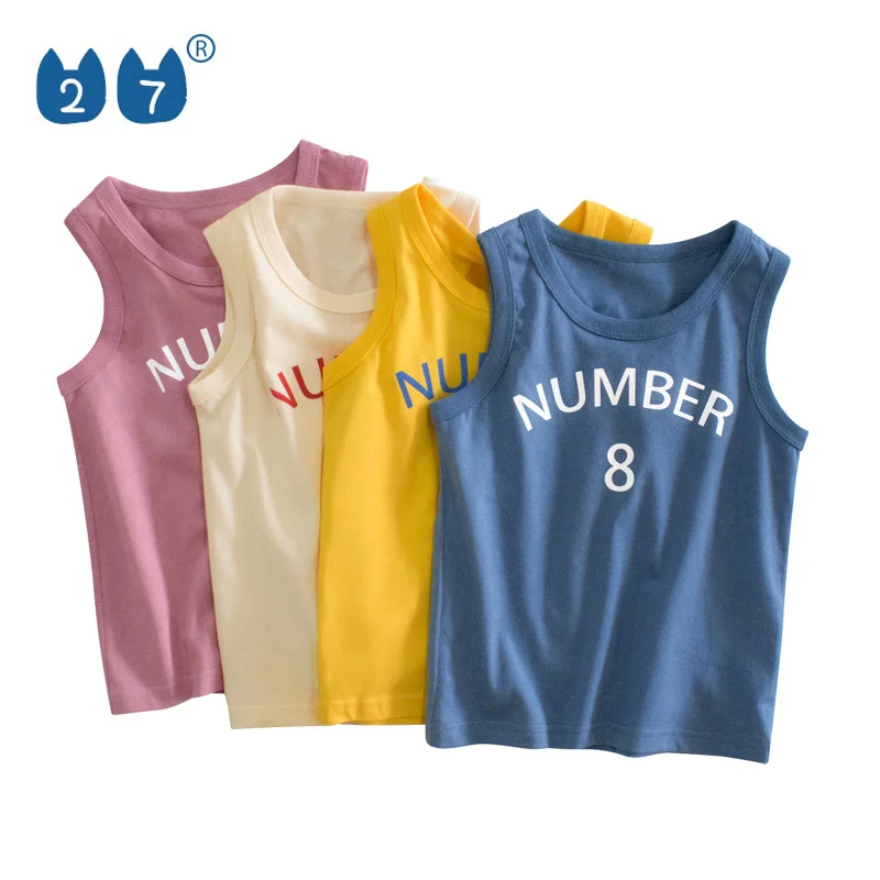 Children Vest Boy 100% Cotton Cartoon Undershirts Sleeveless Kids T Shirt Tank Tops