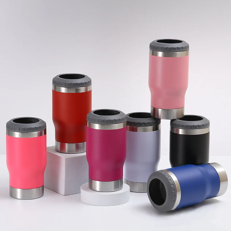Wholesale Beer Can Sleeve holder 4 in 1 Drink Stainless Steel Metal Can cooler with opener
