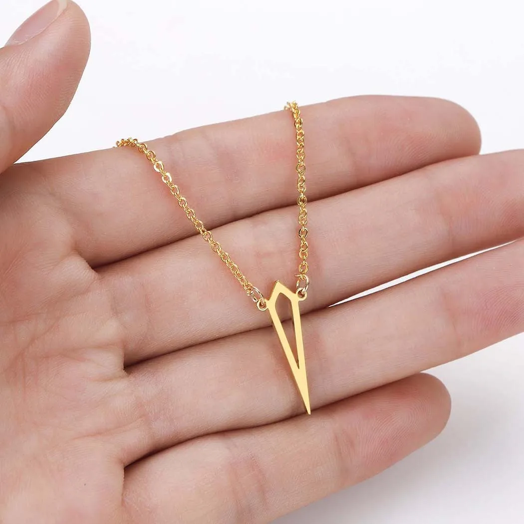Customized 18K gold stainless steel necklace titanium steel dagger blade sword knife little stiletto charm necklace with chain