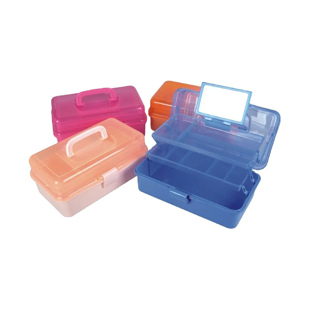 Clear decorative plastic storage organizer tool box pill box