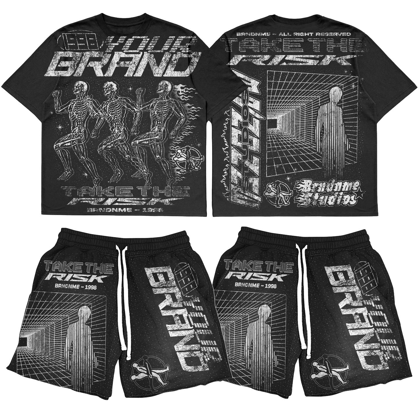 Custom All Over Print Streetwear Graphic Boxy Fit Cropped T Shirt Men And Two Piece Set Mens Short Set