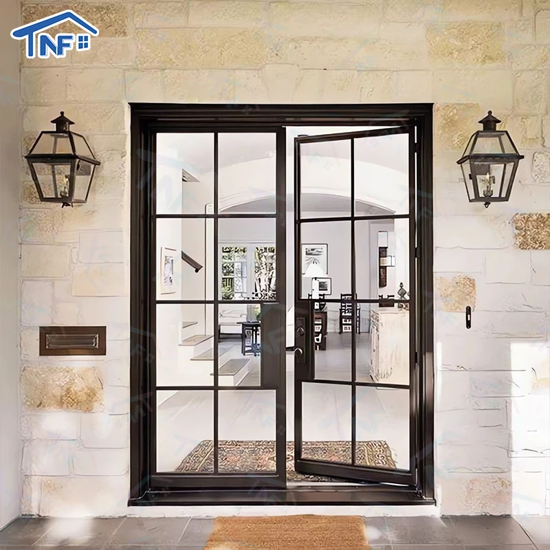 Manufacturer Main Entrance Steel Entry Front French Wrought Iron Doors Arches Single Iron Grill Door Designs