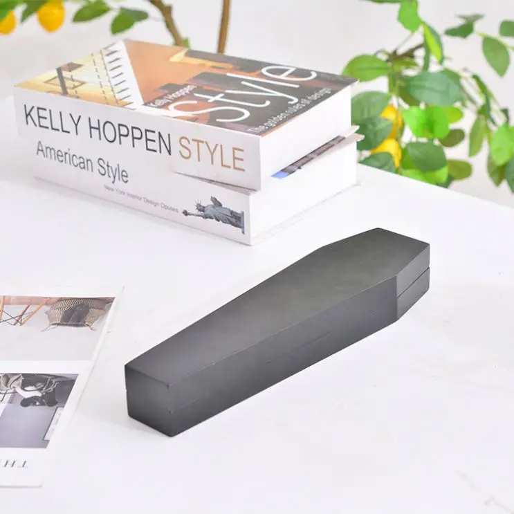 Customized Wooden Incense Burner Holder Black  Color Solid Wood Coffin Incense Box