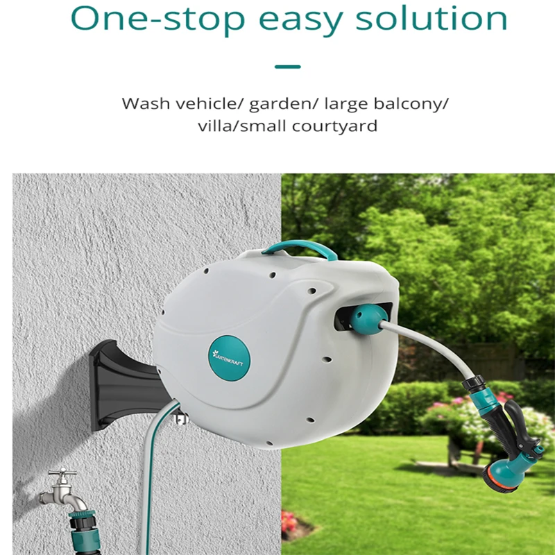 GRETENKRAFT 10s Outdoor High Pressure Fixed Electric Garden Spray Gun Water Auto Retractable Hose Reel