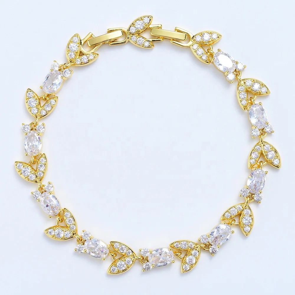 Wholesale Custom CZ Zircon Cubic Zirconia Brass Bracciale Brazalete Bracciali Fashion Jewelry Bracelet for Women Lady