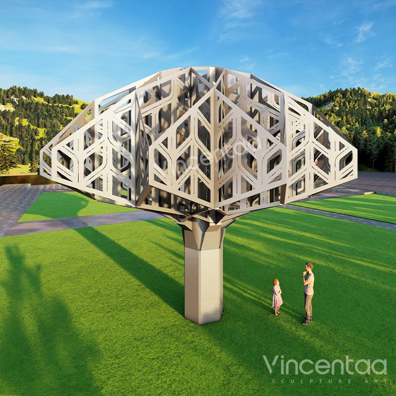 Vincentaa новый дизайн большой наружный сад с полыми деревьями вырезанные листья Искусство Скульптура