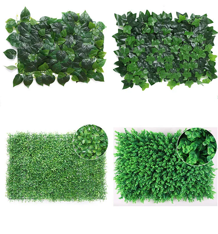 Hot selling fakes plastic leaves background artificial grass wall for decor