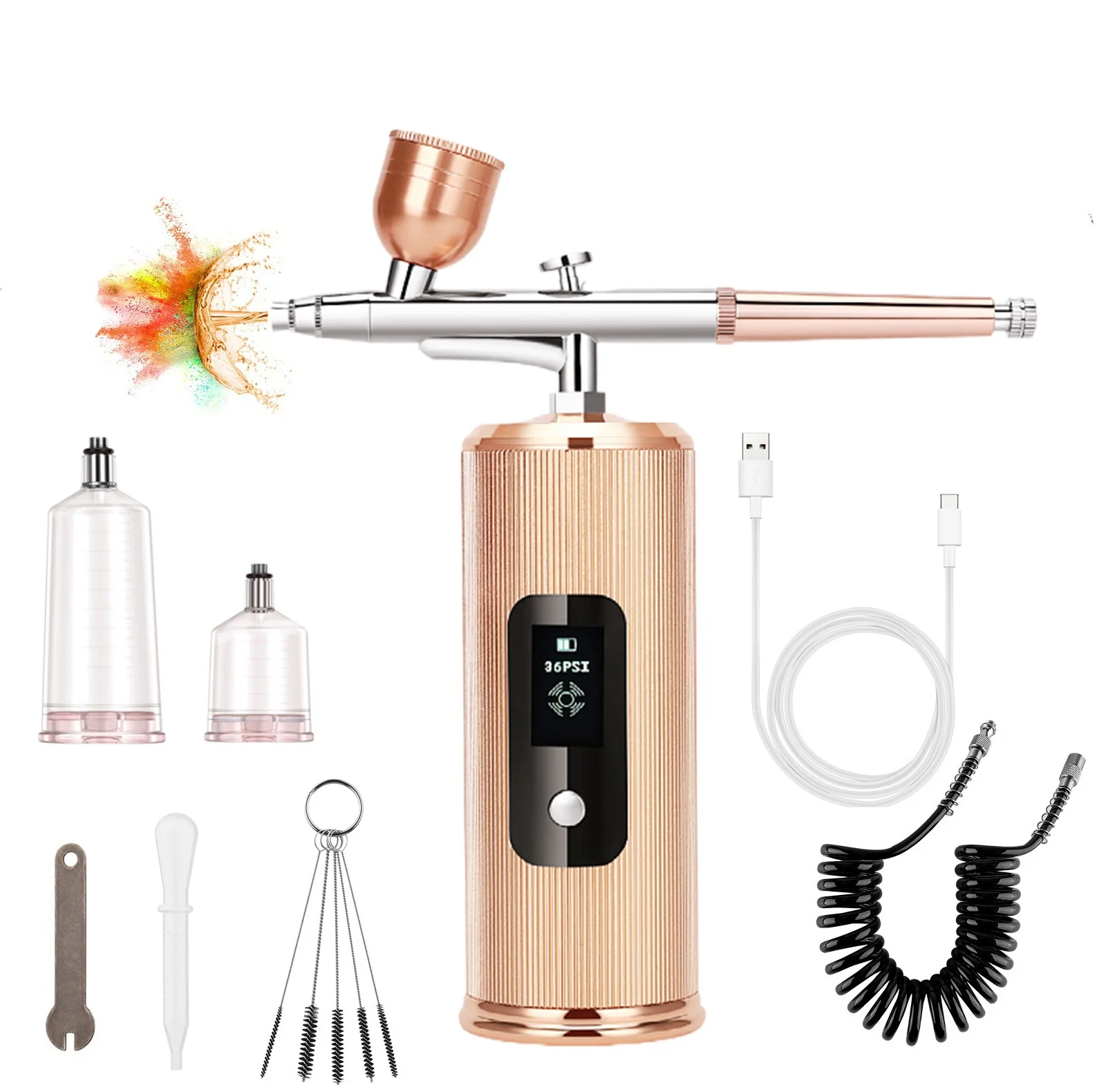 Diy Renewable 36PSI Air Brush Gun Cake Barber Nail Art Portable Handheld Cordless Airbrush Kit with Compressor