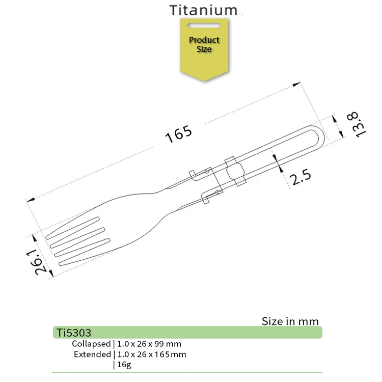 Wholesale Multi-Functional Light Weight Titanium Fork  Portable Outdoor Camping Folding Fork
