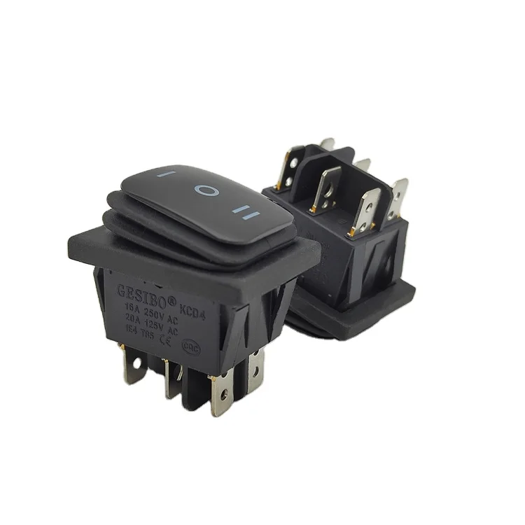 KCD4 16A 250VAC 20A 125VAC Waterproof ON-OFF-ON SPST 6 Pin Rocker Switch