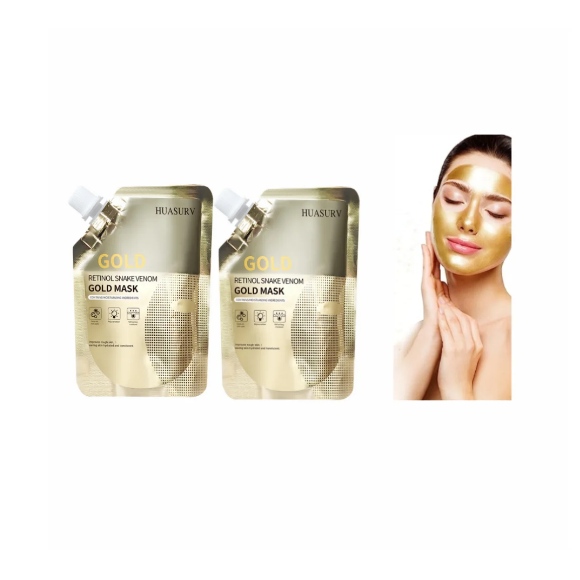 Retinol Snake Venom Peptide Gold Mask Minimize Pores Anti-aging Clear Moisturizing Improving Rough Skin Gold Peeling off Mask