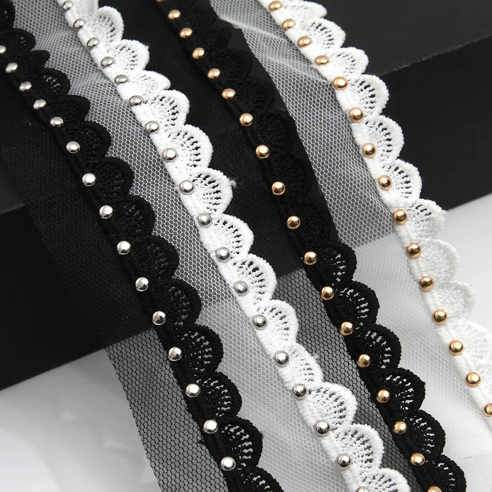 Wholesale 2.8cm Size Studs trim ribbon diy handmade costume dress sewing bead lace trim Design Rivets Trims