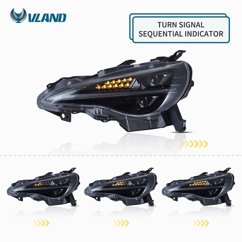 VLAND Manufacturer Full LED Headlights 2012-UP Scion FR-S Sequential Car Head Lights For Toyota IS250 FT86 GT86 BRZ Front Lamp