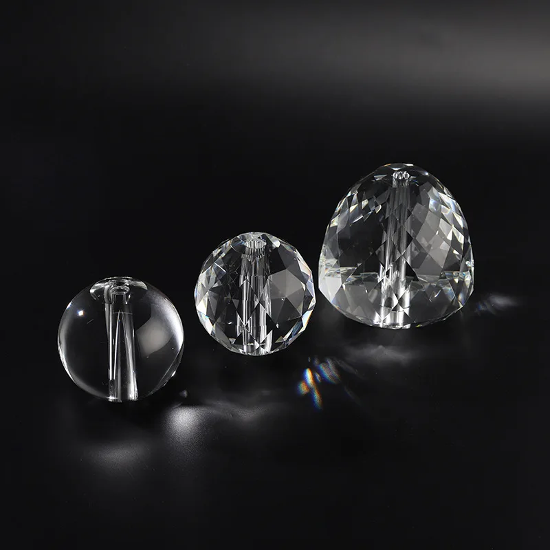 EU  lamp work parts bubble ball faceted crystal glass facet ball with hole