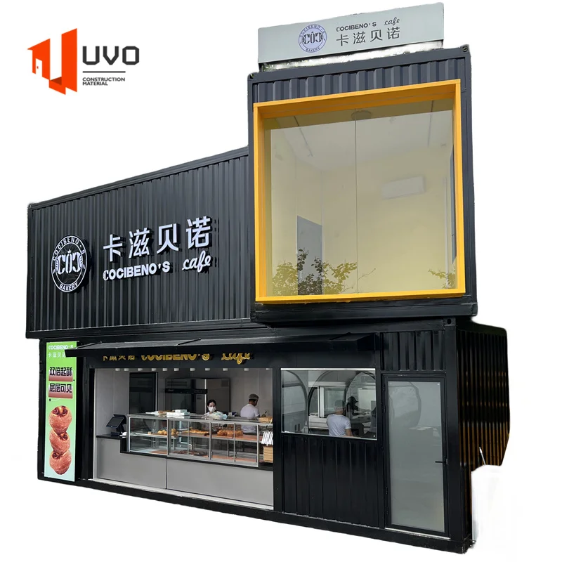 Food Truck Prefab Food Bus Pop up Coffee Shop Mobile Container Bar Fully Equipped Restaurant Steel Outdoor Sandwich Panel Door