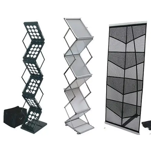 A3 A4 foldable shelf brochure stand catalog holder trade show magazine rack with aluminum suitcase catalog stand