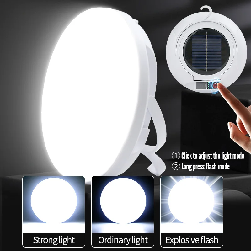 Solar Camping Lamp USB Rechargeable LED Tent Light 3 Modes Power display Portable Emergency Camping Light Lantern