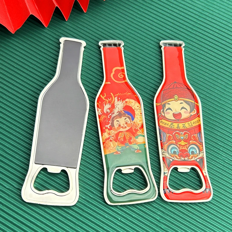 Xun Xin OEM/ODM Custom 3D Colorful Bottle Shape Bar Beer Opener Zinc Alloy Sublimation Blank Bottle Opener Custom Bottle Opener