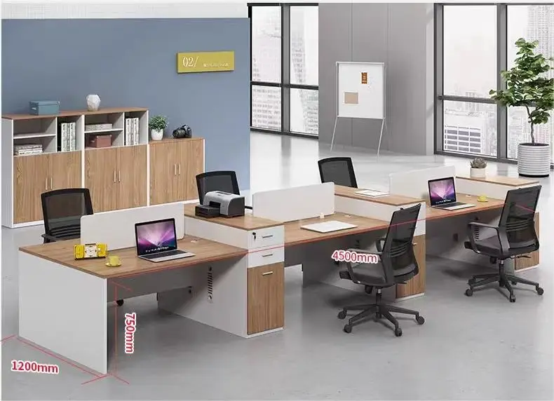 High quality 3 person partition workstation tables with wire box computer desk