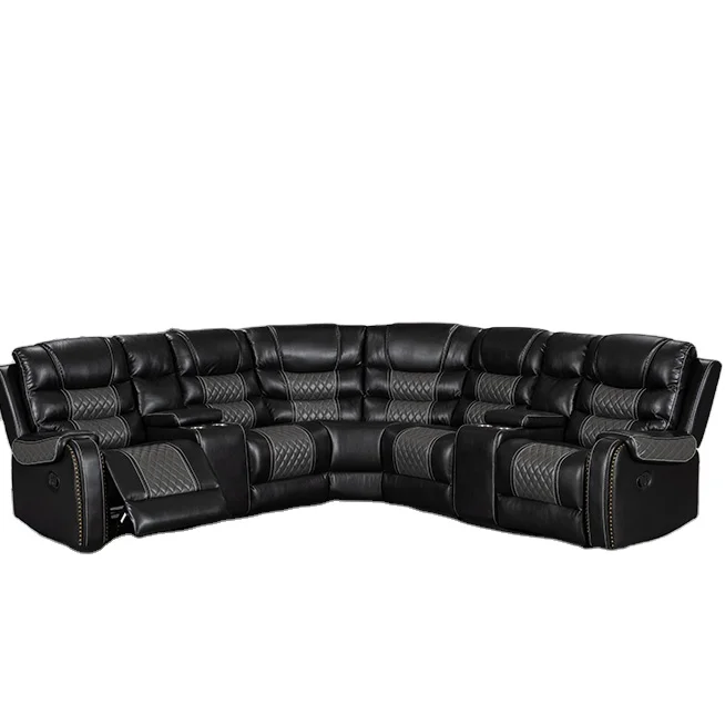 Leather Loveseat Motion Recliner Sofa Set Reclinable Function And Cup Holder For Living Room