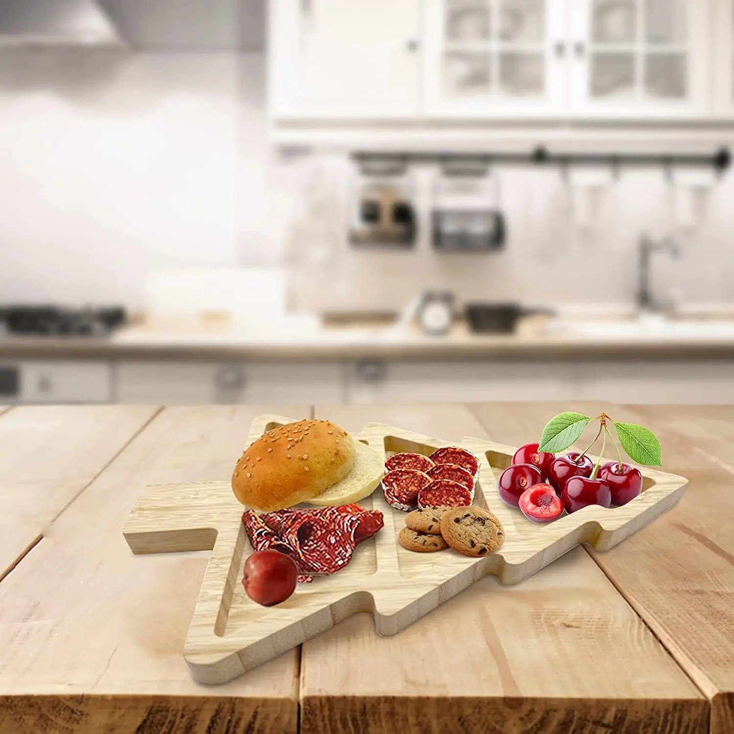 Customized Snack Appetizer Trays Bamboo Pates Christmas Tree Dessert Serving Dishes