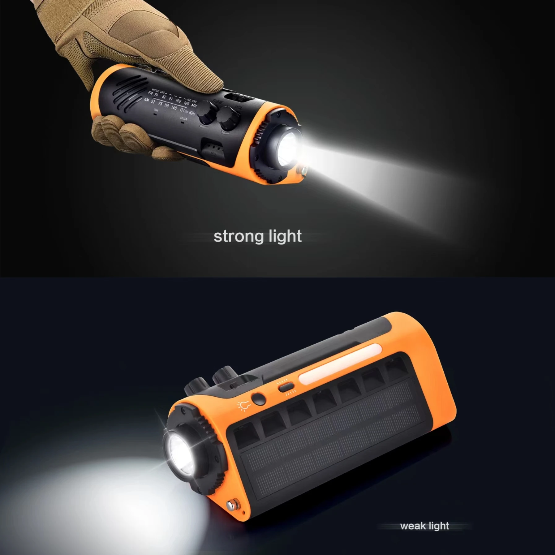 Портативная аварийная Динамо-магнитола на солнечной батарее с ручным управлением, радио с fm am noaa, портативное зарядное устройство, лампа для чтения