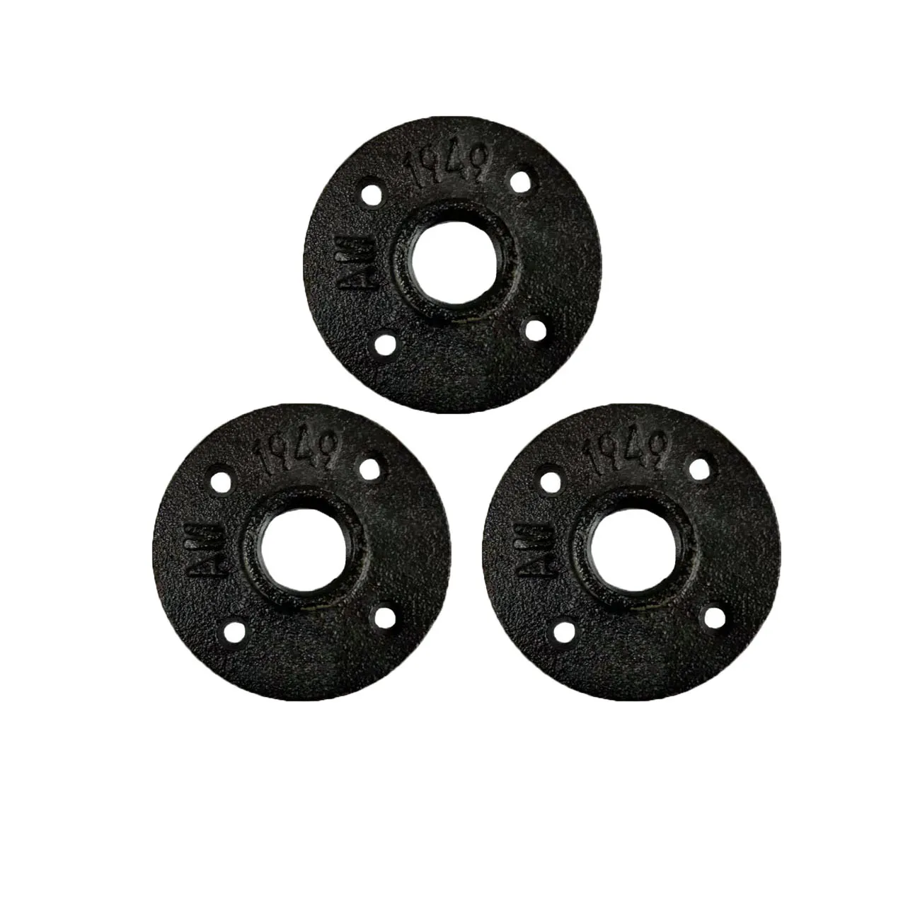 Фитинги для труб из ковкого железа для промышленного винтажного стиля, черные чугунные фитинги DN20 или 3/4 дюйма, 10 упаковок, напольный фланец с 4 отверстиями