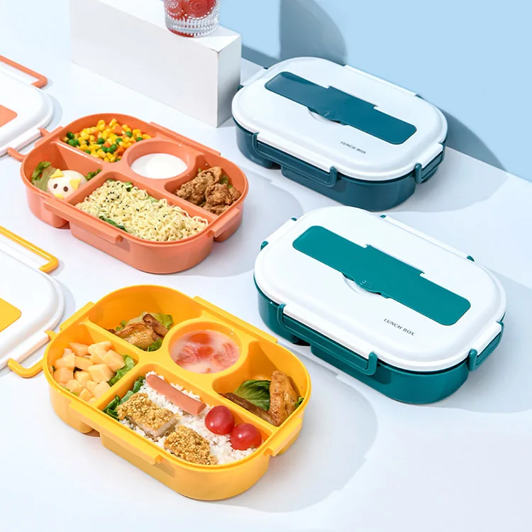 Экологичный многоразовый контейнер для еды с 5 отсеками, с крышкой