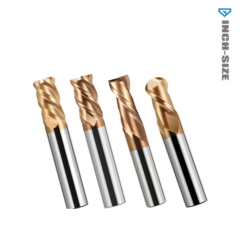 HARDVIK HRC58 CNC Solid Tungsten Carbide Steel flat Ball Nose End Mill Cutter Custom Coating for steel and Milling Machines
