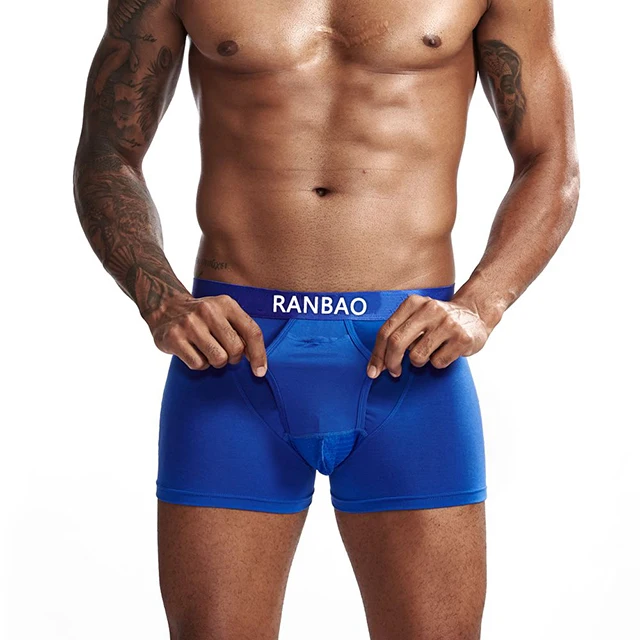 Open Flying Pants Fashion U-shaped Pocket Cotton Soft Comfy Lightweight Underpants Underwear Boxer Briefs For Men