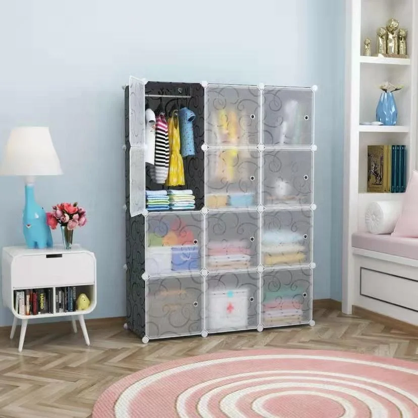 12 cube simple style foldable plastic portable clothes wardrobe cabinet