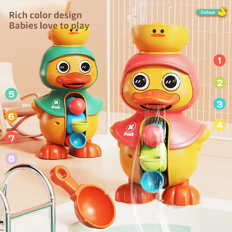 BGL Cute Duck Baby Shower Bath Toys Rotating Spinning Water wheel Animal Bath Toys for Kid