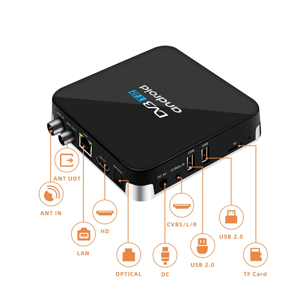 ott android plus DVBT2 hybrid tv box Amlogic S905X3 4K video decoder 32GB rom media android ott player