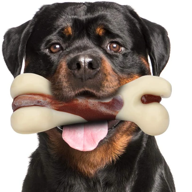 Indestructible Dog Chew Toys for Aggressive Chewers Real Beef Flavor Durable Teething Bones for Large Medium Small Puppies