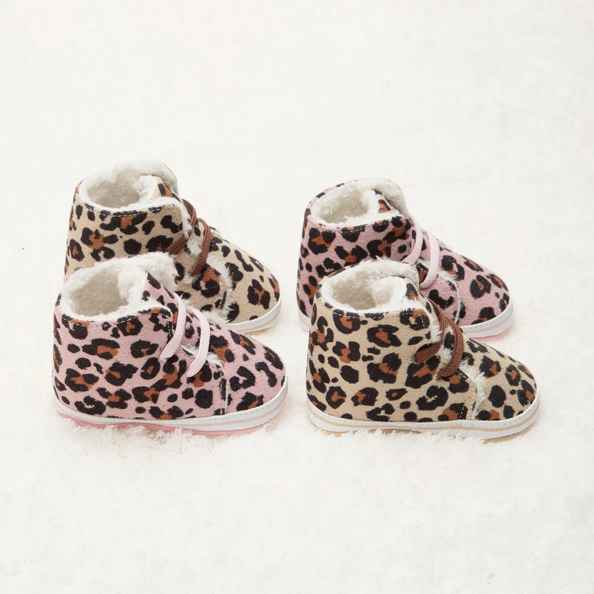 New fashion style leopard print padded warm baby boots cotton soft sole nonslip organic baby boots