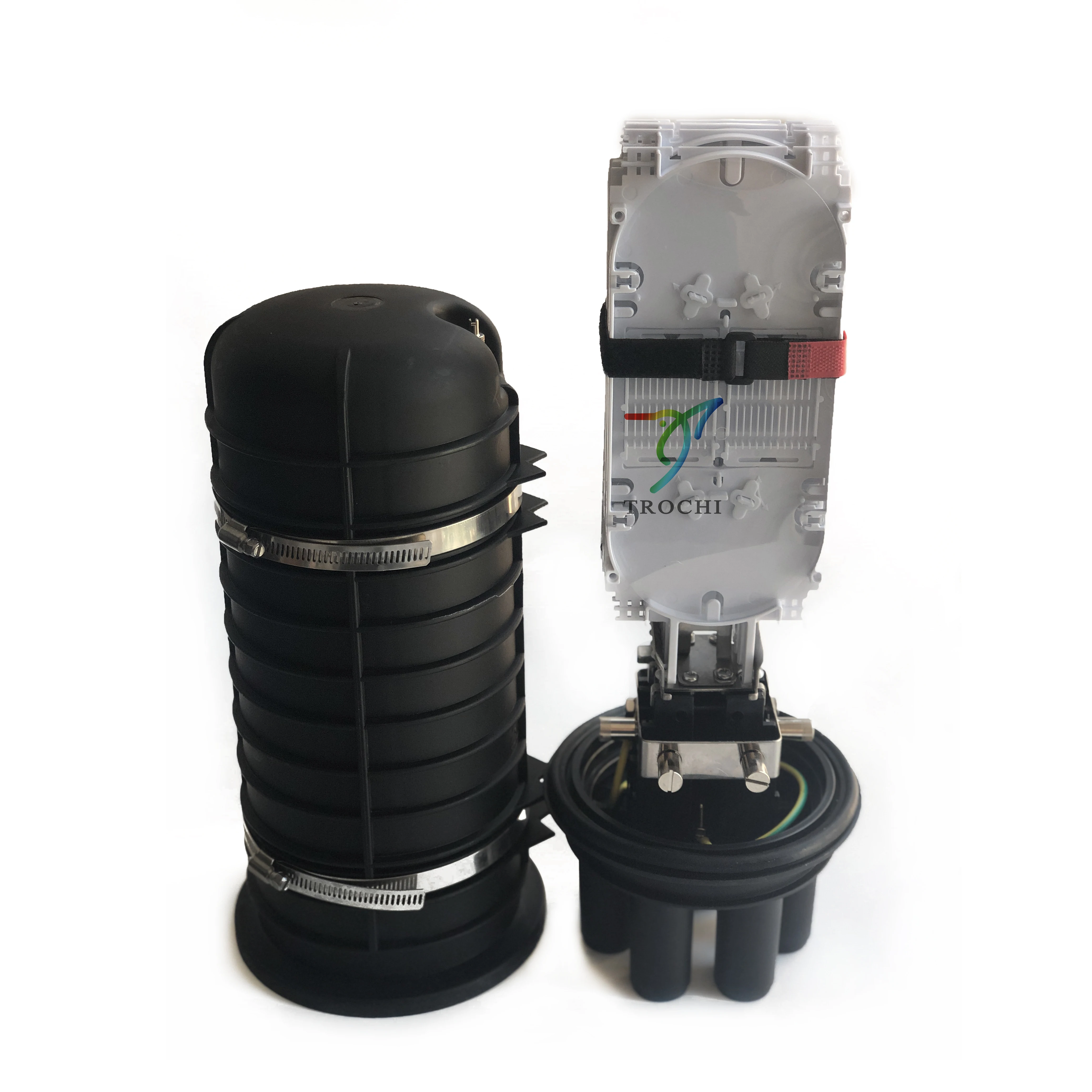 Fiber optic splice enclosure vertical/dome mechanical sealing 12/24/36/48 core splice closure