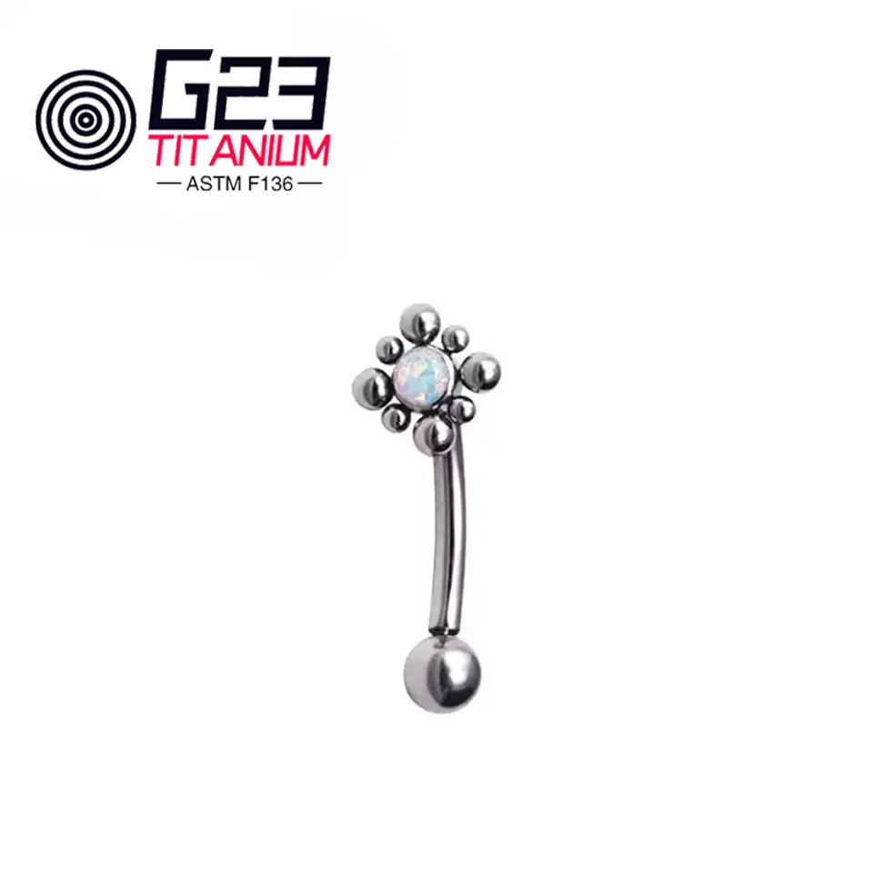 Best Selling G23 Titanium Implant Grade Internally Threaded White CZ Bezel Beaded Belly Button Ring Navel Piercing