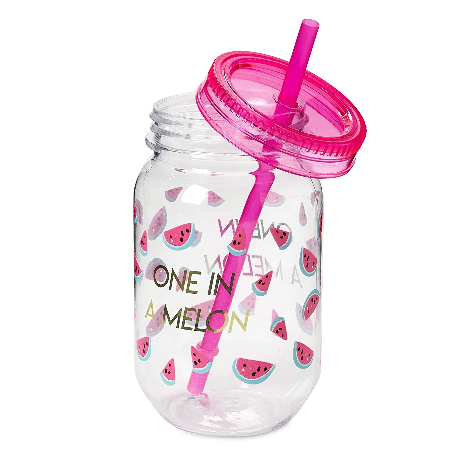 500ml plastic mason jar and juice bottle with lid and straw