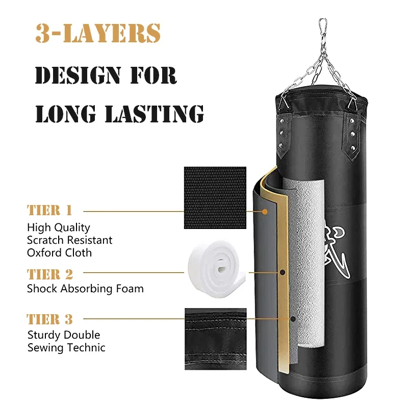 CHENGMO SPORTS Unfilled Free Standing Workout Taekwondo Sand Bag Hanging Punching Boxing Bag Set with Gloves and Accessories