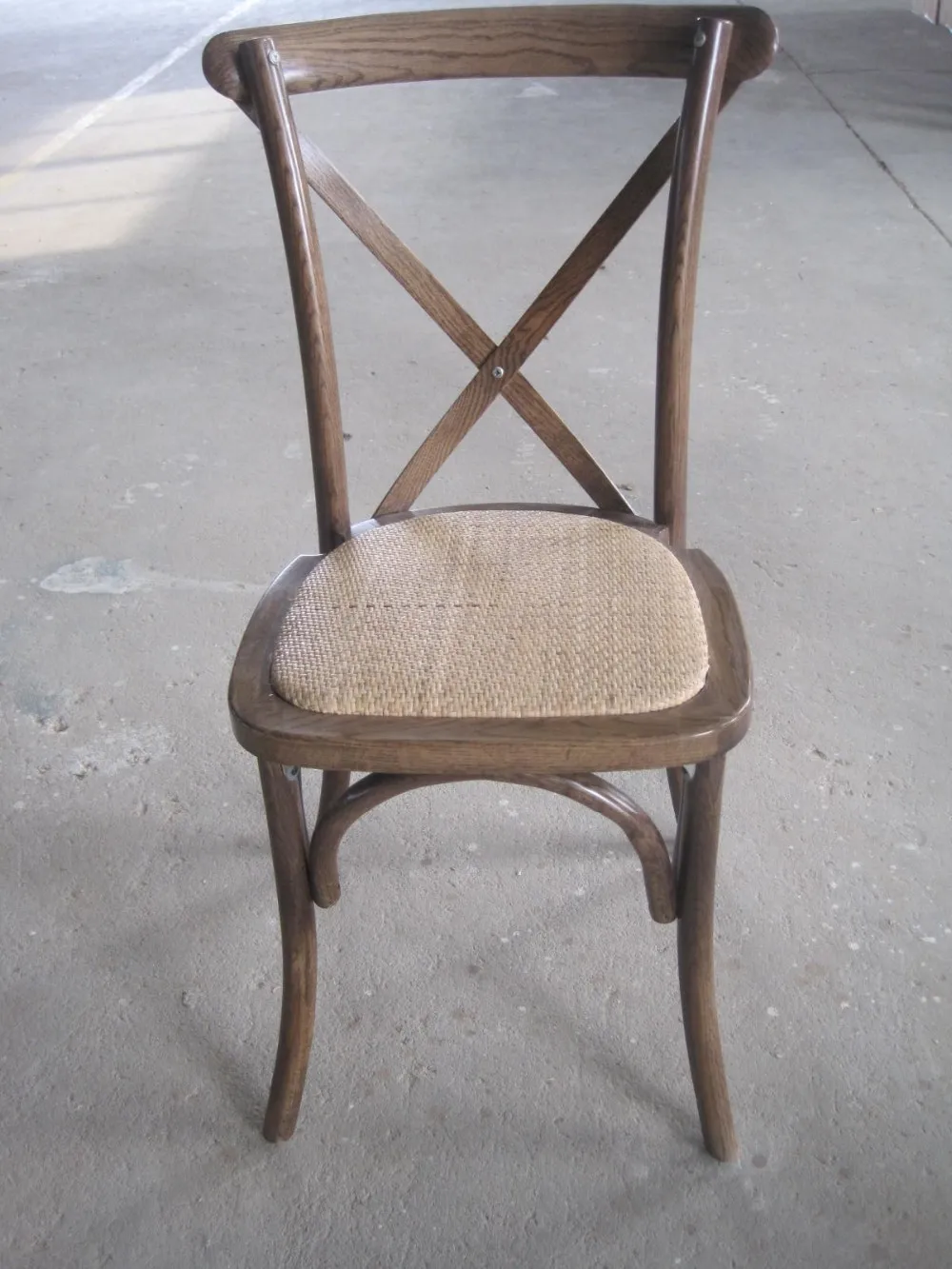 Высокое качество, античный дубовый деревянный крестообразный стул из ротанга, обеденный стул, деревянные стулья для ресторана, сада, свадьбы
