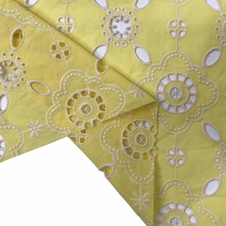 Harvest Cotton Embroidery Anglaise patterns woman top fashionable woven cotton 3D eyelet floral embroidery fabric for dress