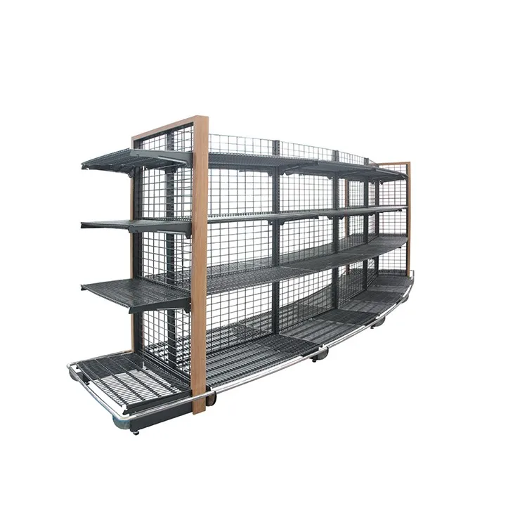 Metallic double sided used shelves vector supermarket shelf gondola