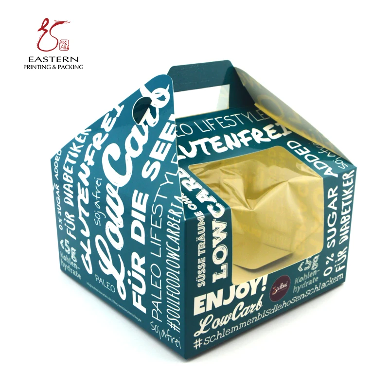 Cake Packaging Box New Arrival Wholesale Price White cardboard Soy Ink Cake Box With Handle