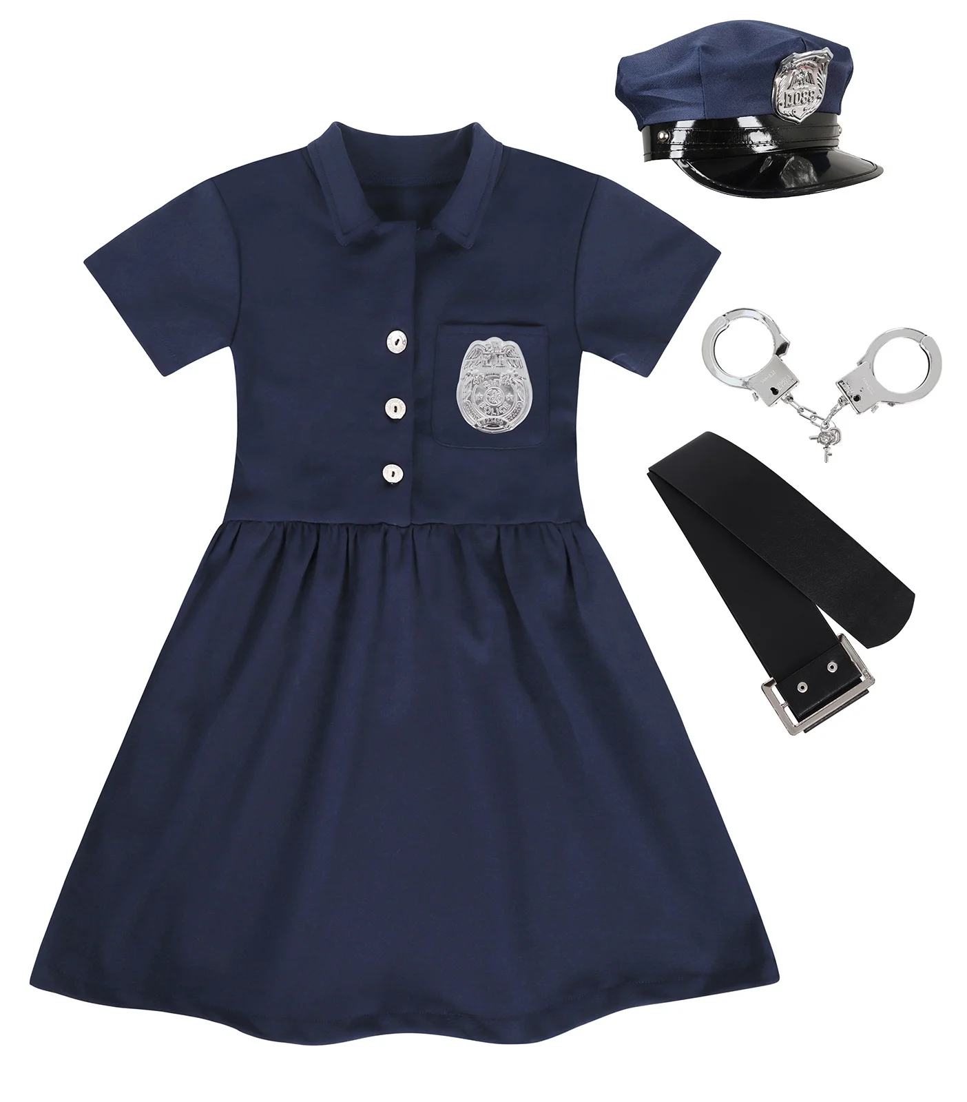Kids Police Officer Costume Kids Cop Outfit for Halloween Role Play Dress Up