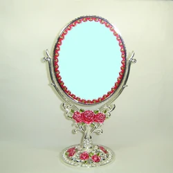 Elegant Colored Silver Shiny Metal Cosmetic Mirror